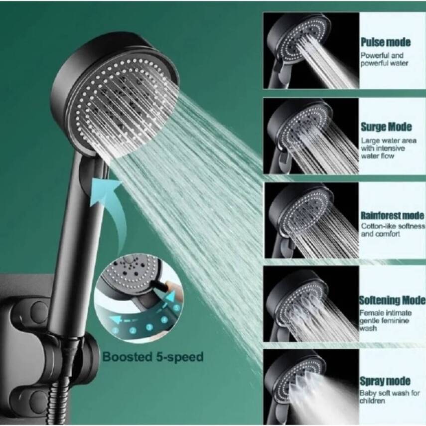 Rodoplu Basics 5 Kademeli Duş Başlığı Siyah - 3