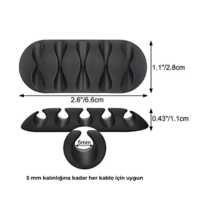 Rodoplu Basics | 5 Kanallı Kablo Tutucu, Masa Üstü ve Duvar Kablo Düzenleyici, Üçlü Paketli USB Kablo Tutucu, Masa Kablo Klipsi, Kablo Yönetimi, Kablo Sabitleyici, 3'lü Paket, Kırmızı - 3