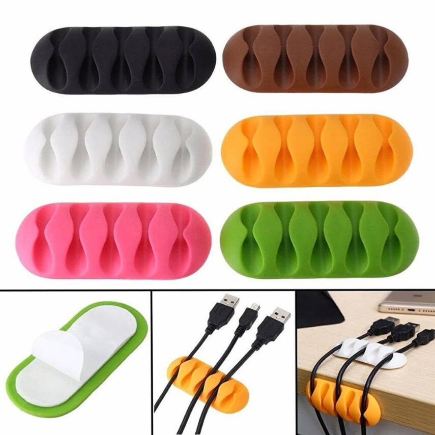 Rodoplu Basics | 5 Kanallı Kablo Tutucu, Masa Üstü ve Duvar Kablo Düzenleyici, Üçlü Paketli USB Kablo Tutucu, Masa Kablo Klipsi, Kablo Yönetimi, Kablo Sabitleyici, 3'lü Paket, Yeşil - 2