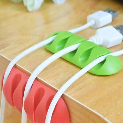 Rodoplu Basics | 5 Kanallı Kablo Tutucu, Masa Üstü ve Duvar Kablo Düzenleyici, Üçlü Paketli USB Kablo Tutucu, Masa Kablo Klipsi, Kablo Yönetimi, Kablo Sabitleyici, 3'lü Paket, Yeşil - 3