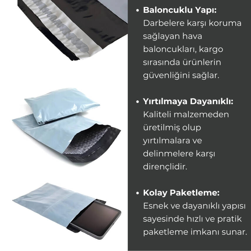 Rodoplu Basics | Kargo Poşeti, 30 x 24 cm, Yırtılmaya - Darbeye Dayanıklı Patpat, Baloncuklu Naylon Poşet, 1 Adet - 2