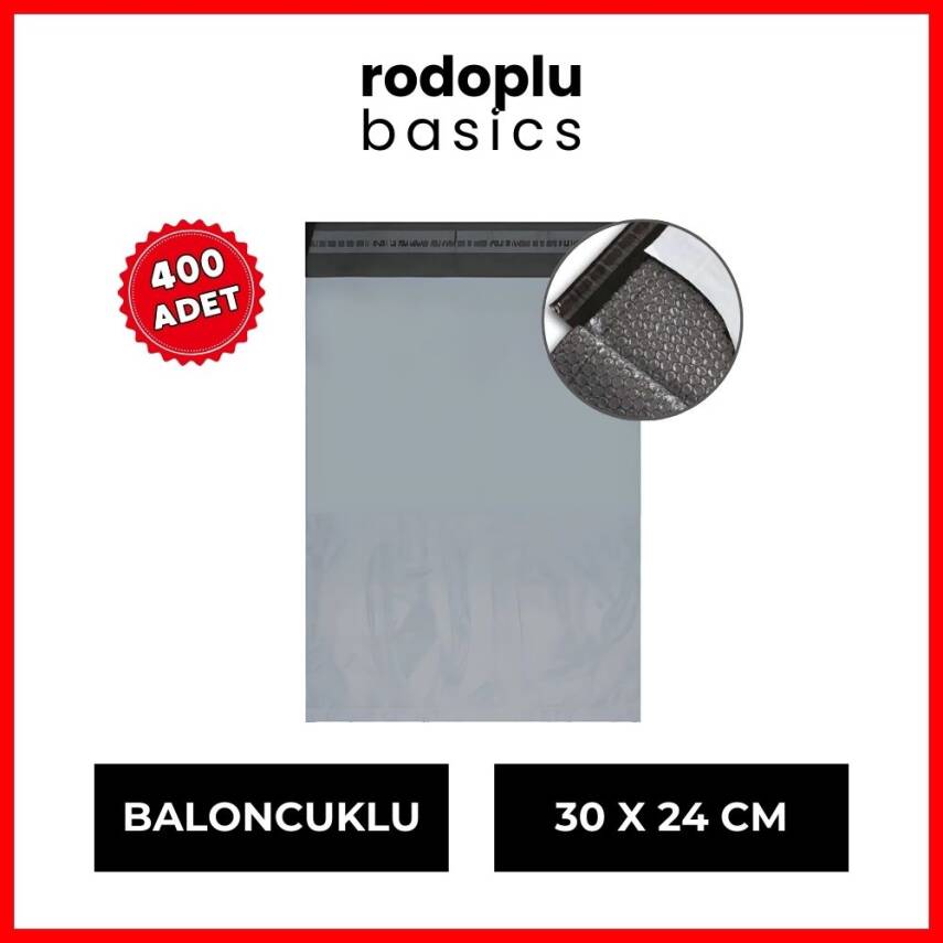 Rodoplu Basics | Kargo Poşeti, 30 x 24 cm, Yırtılmaya - Darbeye Dayanıklı Patpat, Baloncuklu Naylon Poşet, 400 Adet - 1