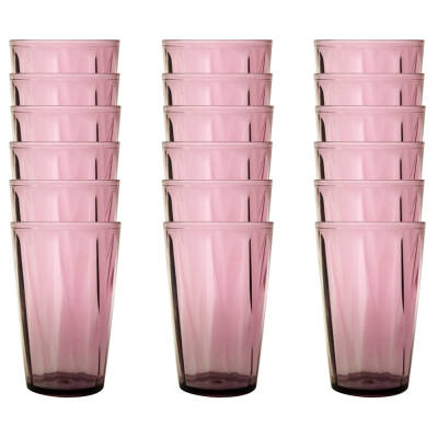 Rodoplu Basics | Meşrubat Bardağı, Mor, 18 Adet, Kırılmaz, Cam Görünümlü Plastik Bardak, 400 ml - 1
