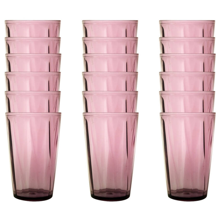 Rodoplu Basics | Meşrubat Bardağı, Mor, 18 Adet, Kırılmaz, Cam Görünümlü Plastik Bardak, 400 ml - 1