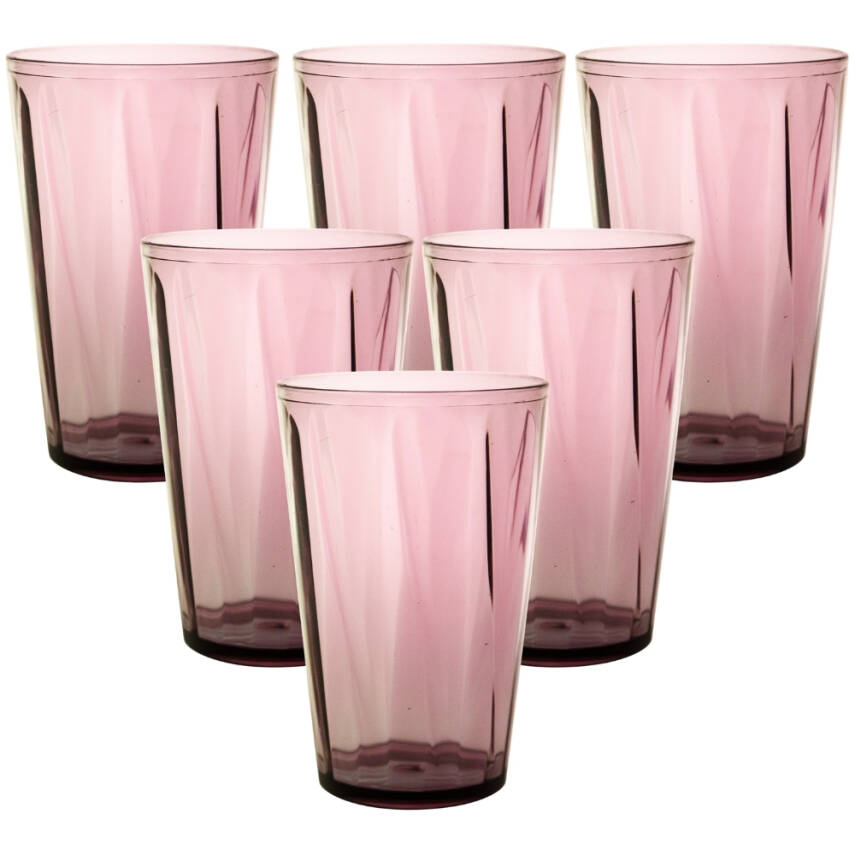 Rodoplu Basics | Meşrubat Bardağı, Mor, 6 Adet, Kırılmaz, Cam Görünümlü Plastik Bardak, 400 ml - 1