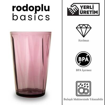 Rodoplu Basics Mika Bardak, 6 Adet, Plastik, 400 ml, Mor - 4