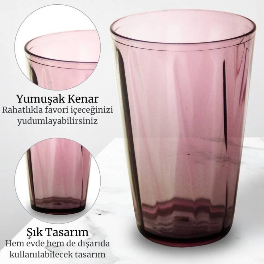 Rodoplu Basics Mika Bardak, Kırılmaz Plastik, 400 ml, Mor - 2