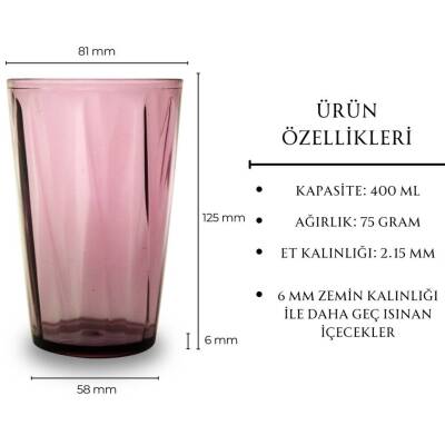 Rodoplu Basics Mika Bardak, Kırılmaz Plastik, 400 ml, Mor - 5