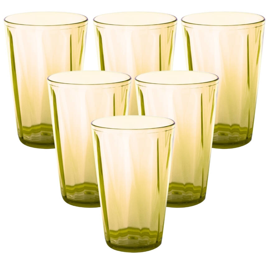 Rodoplu Basics | Meşrubat Bardağı, Sarı, 6 Adet, Kırılmaz, Cam Görünümlü Plastik Bardak, 400 ml - 1