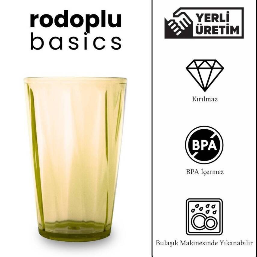 Rodoplu Basics Mika Bardak, Kırılmaz Plastik, 400 ml, Sarı - 4