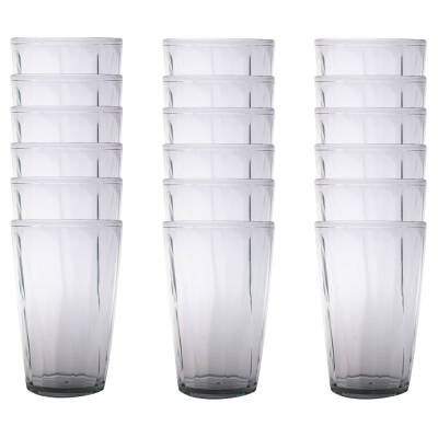 Rodoplu Basics | Meşrubat Bardağı, Şeffaf, 18 Adet, Kırılmaz, Cam Görünümlü Plastik Bardak, 400 ml - 1
