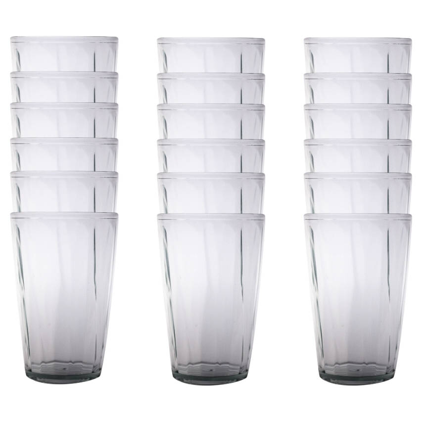 Rodoplu Basics | Meşrubat Bardağı, Şeffaf, 18 Adet, Kırılmaz, Cam Görünümlü Plastik Bardak, 400 ml - 1