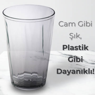 Rodoplu Basics | Meşrubat Bardağı, Şeffaf, 18 Adet, Kırılmaz, Cam Görünümlü Plastik Bardak, 400 ml - 3