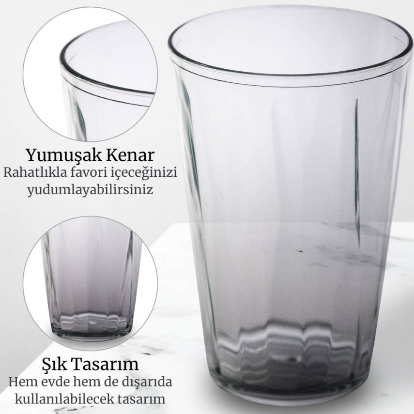 Rodoplu Basics | Meşrubat Bardağı, Şeffaf, 6 Adet, Kırılmaz, Cam Görünümlü Plastik Bardak, 400 ml - 2