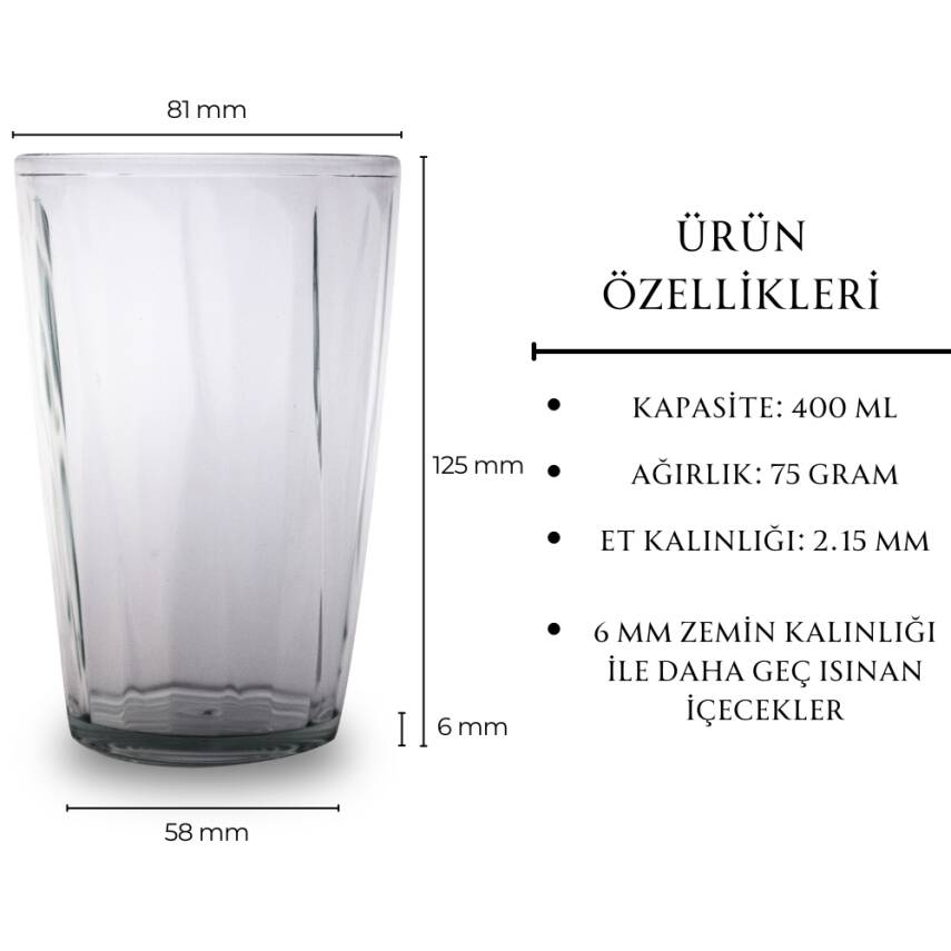 Rodoplu Basics | Meşrubat Bardağı, Şeffaf, 6 Adet, Kırılmaz, Cam Görünümlü Plastik Bardak, 400 ml - 5