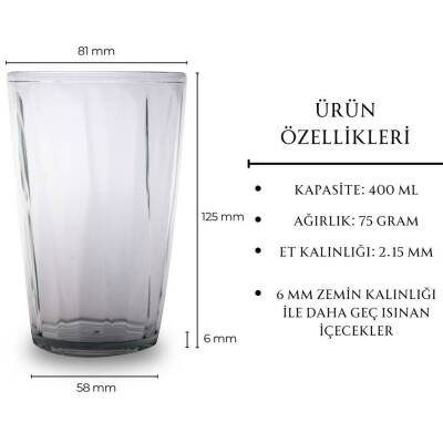 Rodoplu Basics Mika Bardak, 6 Adet, Plastik, 400 ml, Şeffaf - 5