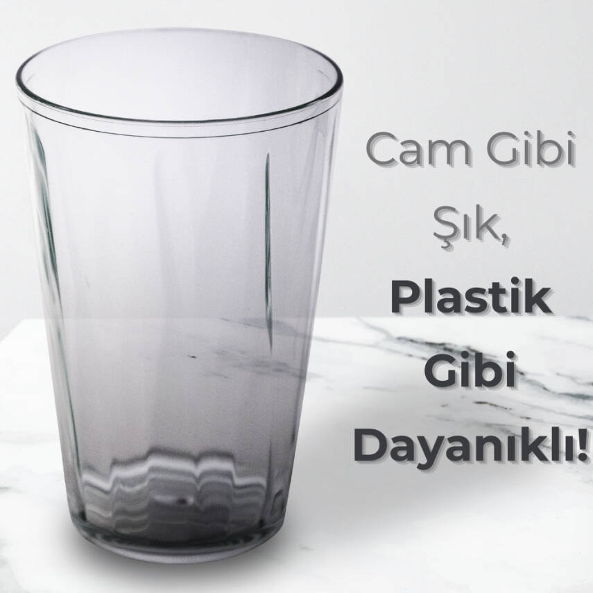 Rodoplu Basics | Meşrubat Bardağı, Şeffaf, Kırılmaz, Cam Görünümlü Plastik Bardak, 400 ml - 3