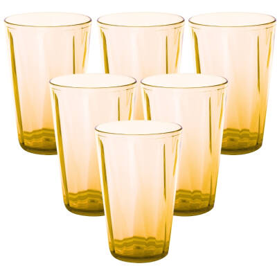 Rodoplu Basics | Meşrubat Bardağı, Turuncu, 6 Adet, Kırılmaz, Cam Görünümlü Plastik Bardak, 400 ml - 1