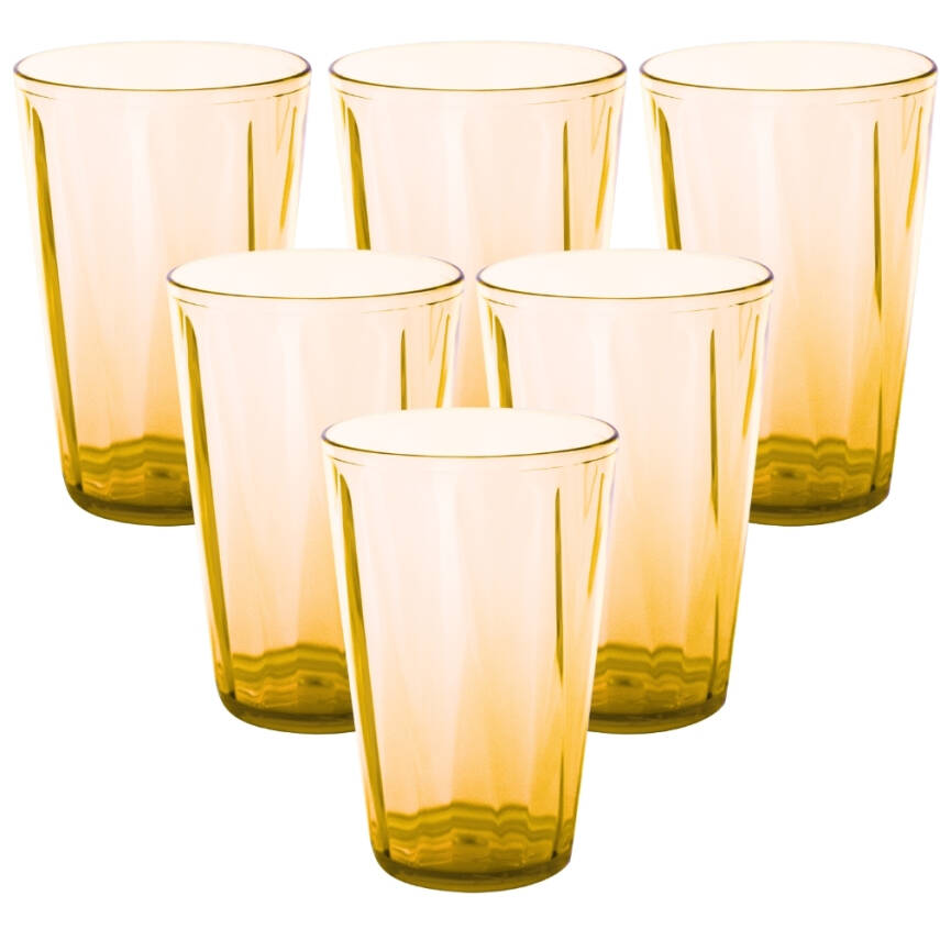 Rodoplu Basics | Meşrubat Bardağı, Turuncu, 6 Adet, Kırılmaz, Cam Görünümlü Plastik Bardak, 400 ml - 1