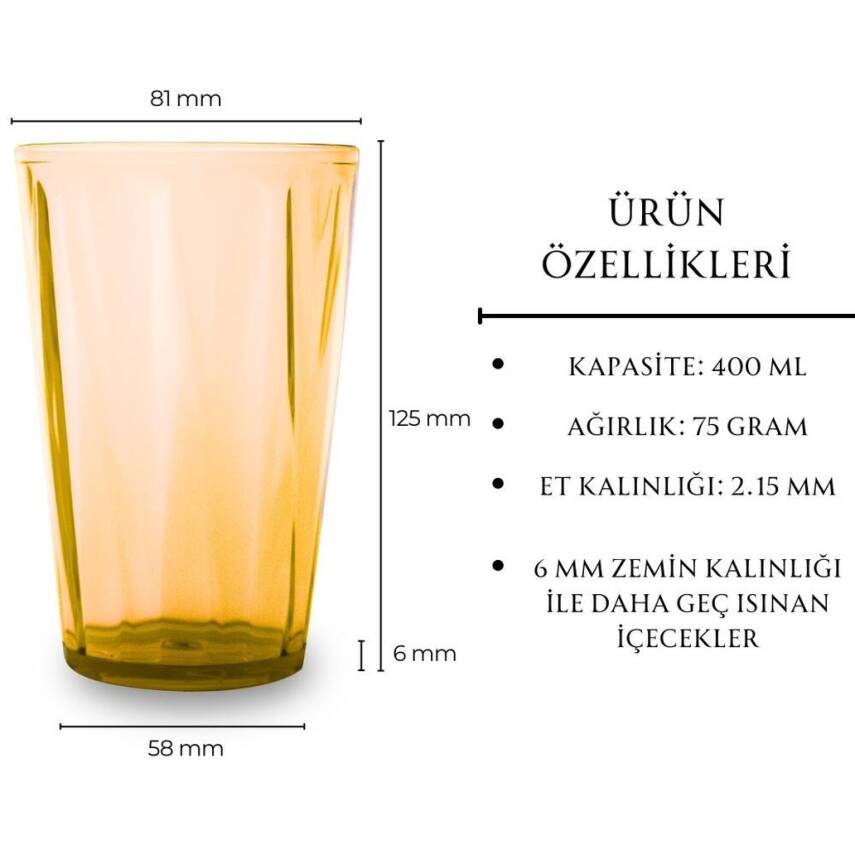 Rodoplu Basics Mika Bardak, Kırılmaz Plastik, 400 ml, Turuncu - 5