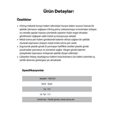 Rotring 500 Versatil Kalem 0.5 mm – Siyah, Teknik Çizim, Metal Uçlu - 6