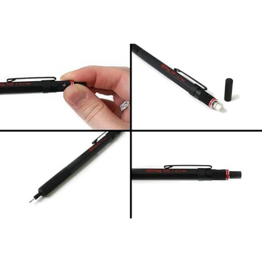 Rotring 500 Versatil Kalem 0.7 mm, Teknik Çizim, Metal Uçlu, Siyah - 7