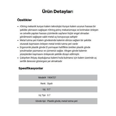 Rotring 500 Versatil Kalem 0.7 mm, Teknik Çizim, Metal Uçlu, Siyah - 8