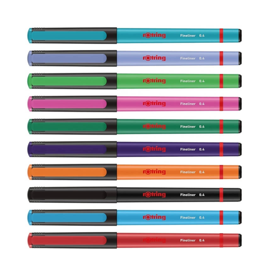 Rotring Fineliner Keçeli Uçlu, 0,4 mm, Karışık Renkli 10'lu, Dayanıklı - 3