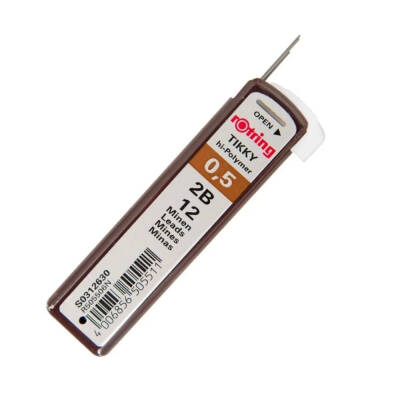 Rotring Min 0.5 mm 2B Kalem Ucu, 12 Uçlu, Yüksek Polimer, Siyah - 2