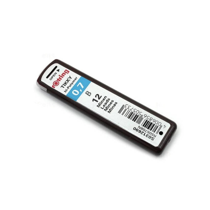 Rotring Min 0.7 mm 2B Kalem Ucu, 12 Uçlu, Yüksek Polimer, Siyah - 2