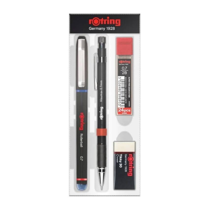 Rotring Ofis Seti, 0.7 Roller ve Versatil, Silgi, Uç Hediyeli, Mavi - 1