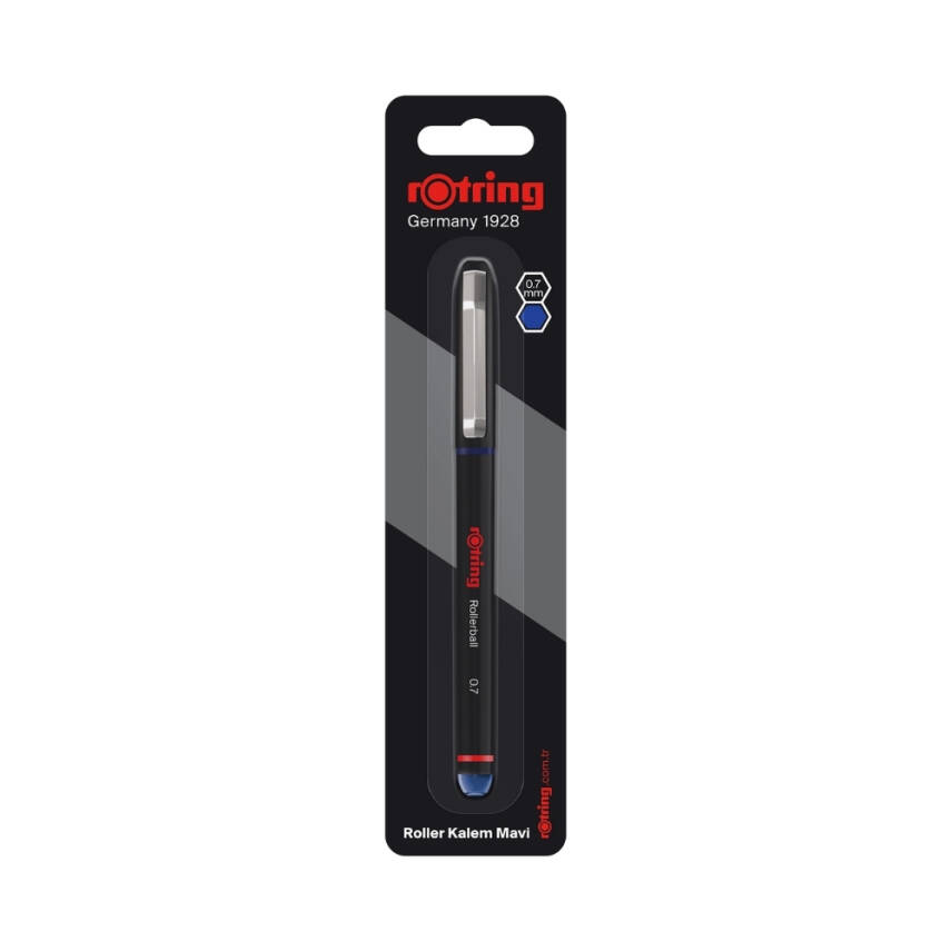 Rotring Roller Kalem, 0.7 mm, Mavi, Hızlı Kuruyan Mürekkep, ABS gövde - 1