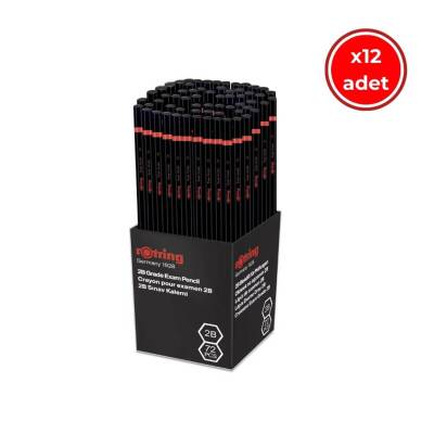 Rotring Sınav Kurşun Kalemi, 12 Adet, 2B, Altıgen Gövde, Dayanıklı Uç - Rotring