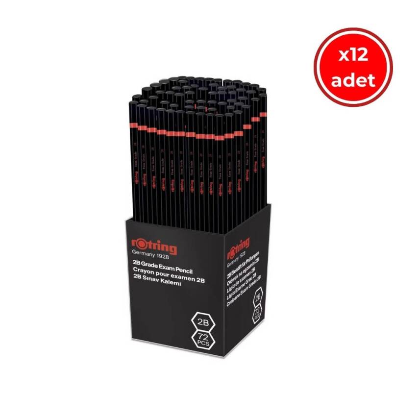 Rotring Sınav Kurşun Kalemi, 12 Adet, 2B, Altıgen Gövde, Dayanıklı Uç - 1