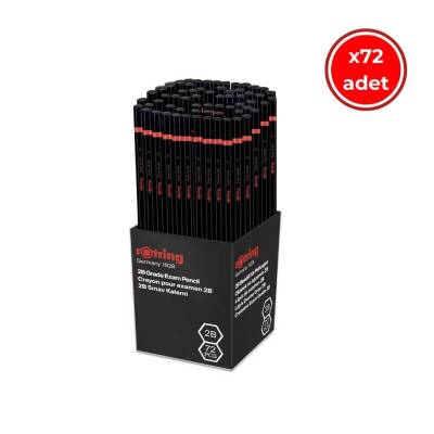 Rotring Sınav Kurşun Kalemi, 72 Adet, 2B, Altıgen Gövde, Dayanıklı Uç - Rotring