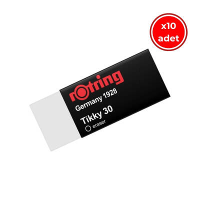 Rotring Tikky 30 Sınav Silgisi, 10 Adet, Beyaz, İz Bırakmaz ve Tozsuz - 1