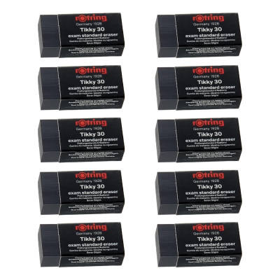 Rotring Tikky 30 Sınav Silgisi, 10 Adet, Siyah, İz Bırakmaz ve Tozsuz - 2