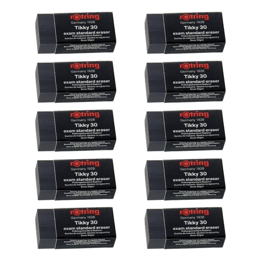 Rotring Tikky 30 Sınav Silgisi, 10 Adet, Siyah, İz Bırakmaz ve Tozsuz - 2