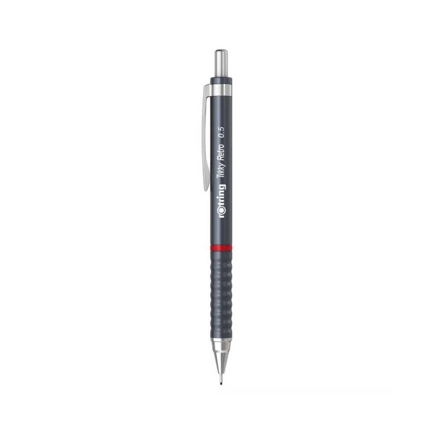 Rotring Tikky Retro Versatil Kalem 0.5 mm, Ergonomik, Metalik Gri - 1