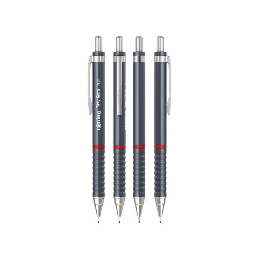 Rotring Tikky Retro Versatil Kalem 0.5 mm, Ergonomik, Metalik Gri - 5