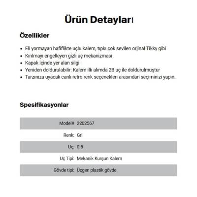 Rotring Tikky Retro Versatil Kalem 0.5 mm, Ergonomik, Metalik Gri - 6