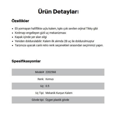 Rotring Tikky Retro Versatil Kalem 0.5 mm, Ergonomik, Metalik Kırmızı - 6