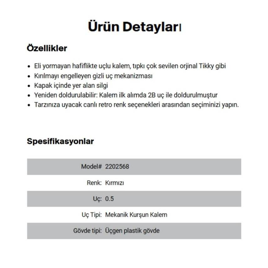 Rotring Tikky Retro Versatil Kalem 0.5 mm, Ergonomik, Metalik Kırmızı - 6