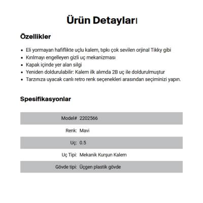 Rotring Tikky Retro Versatil Kalem 0.5 mm – Metalik Mavi, Ergonomik - 6
