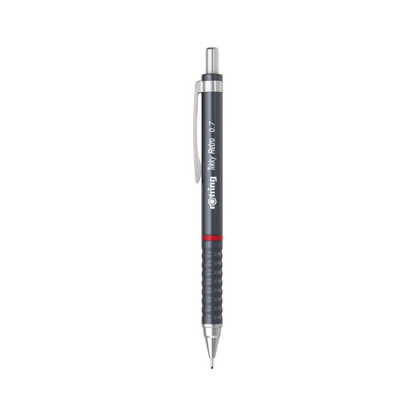 Rotring Tikky Retro Versatil Kalem 0.7 mm – Metalik Gri, Ergonomik - 1