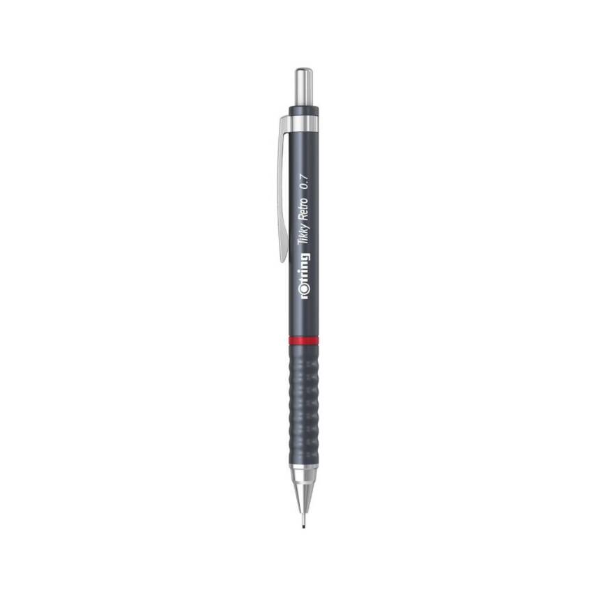 Rotring Tikky Retro Versatil Kalem 0.7 mm, Ergonomik, Metalik Gri - 1