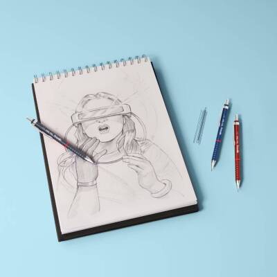 Rotring Tikky Retro Versatil Kalem 0.7 mm, Ergonomik, Metalik Gri - 7