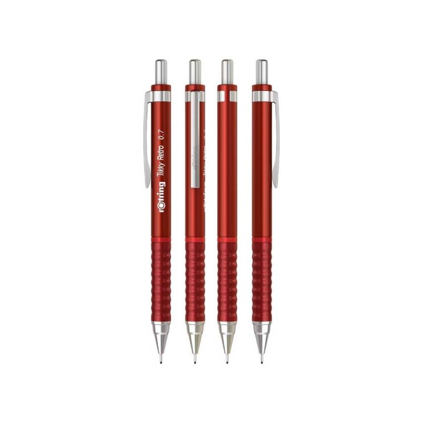 Rotring Tikky Retro Versatil Kalem 0.7 mm, Ergonomik,Metalik Kırmızı - 5