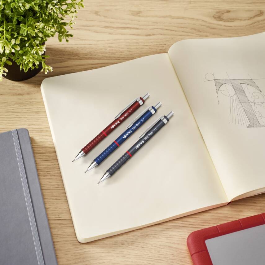 Rotring Tikky Retro Versatil Kalem 0.7 mm – Metalik Mavi, Ergonomik - 6