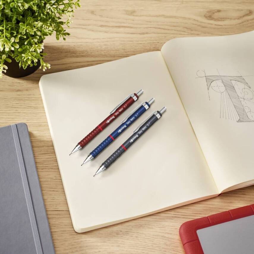 Rotring Tikky Retro Versatil Kalem 0.7 mm, Ergonomik, Metalik Mavi - 6